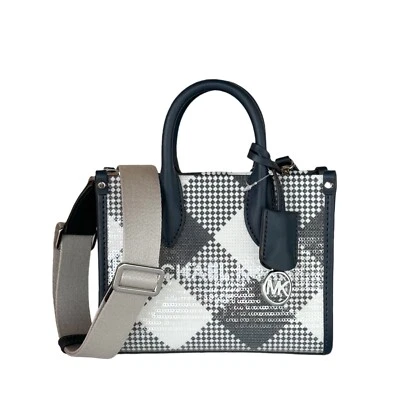 MICHAEL KORS MIRELLA XS MINI SHOPPER SATCHEL CROSSBODY SEQUINS BAG DARK NAVY - Image 1 of 4