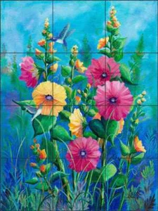 Floral Floor Wall Glass Tile Backsplash Susan Libby Art Mural SLA059 - Picture 1 of 2