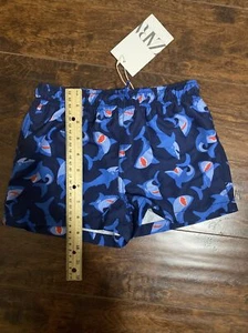 NEW ZARA Kids Shark Print Swim Shorts Size 6 - 7 Mesh Lining - Picture 1 of 3