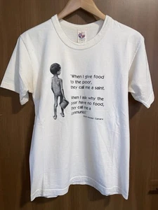 Vintage 90s Activist Quote T-Shirt Size Medium Dom Helder Camara Communist Rare - Picture 1 of 10