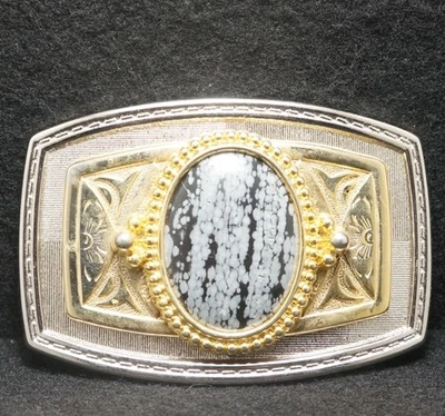 WI11147 复古 20 世纪 70 年代 * 黑白宝石 * * 时尚艺术作品 UNISEX 皮带扣 — 第 1/2 张图片