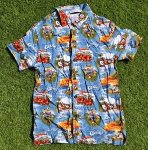 Disney Cruise Line Shirt Youth Large Blue Castaway Cay Floral Hawaiian Rayon - Picture 1 of 6