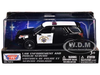 2015 FORD POLICE INTERCEPTOR UTILITY "CHP" BLACK & WHITE 1/43 BY MOTORMAX 79480 - Image 1 of 2