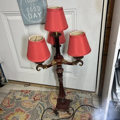 Lg Vintage Candelabra, Art Nouveau Style, 4 Light Table Lamp MCM - Image 1 of 4
