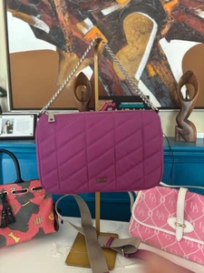 DKNY Quilted Shoulder Bag Purple/Silver One Size - Picture 1 of 9