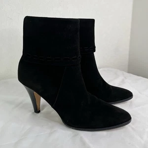 Saks Fifth Avenue Black Suede Booties Size 9M Made in Italy Autumn, Fall, Winter - Picture 1 of 13