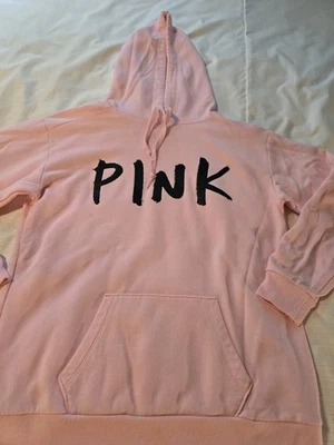 Womens Sz S PINK Victoria's Secret Pink Logo Soft Hoodie Euc - Image 1 of 4