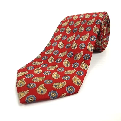 Black Brown 1826 Luxury Tie Red Gold Blue Floral Paisley Silk Necktie 61 x 3.25 - Image 1 of 4