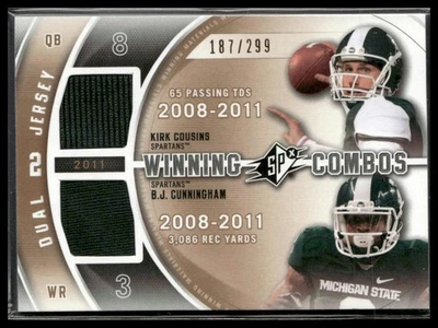 2012 SPx #WM2-4 Kirk Cousins / B.J. Cunningham Winning Combos Dual Jerseys #/299 - Image 1 of 2