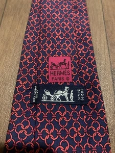 Corbata Hermes azul marino rojo - Imagen 1 de 16