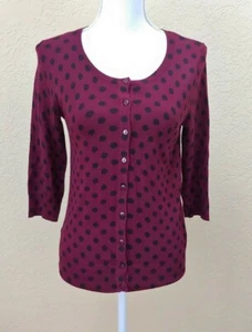 89th & Madison Womens Top Sz Small Polka Dot Purple Black Button Down 3/4 Sleeve - Picture 1 of 5