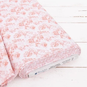 Threadart Cotton Quilting Fabric By The Yard - Vintage - Coral Toile - Picture 1 of 7