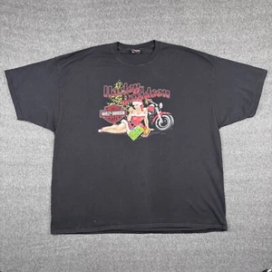 Harley Davidson Pin Up Girl T-Shirt Herren 4XL schwarz Weihnachten Biker Urlaub Y2K - Bild 1 von 9