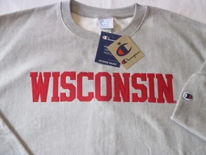 Mens Champion Reverse Weave WISCONSIN BADGERS Heavyweight Crew Sweatshirt XL 2XL - Picture 1 of 10