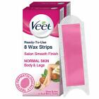 Veet Half Body Waxing Kit for Normal Skin,8 strips Ready to USE Home Salon Finsh