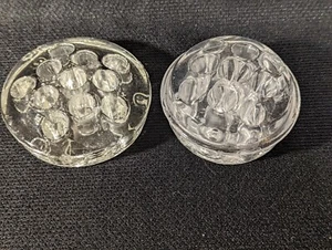 2 Vintage Clear Glass Floral Flower Frogs 9 & 11 Hole Round 3" LOT G - Picture 1 of 4