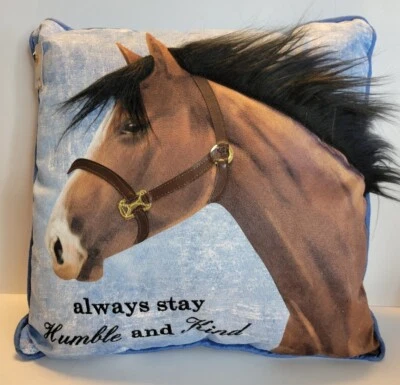 Almohada de acento para lanzar cita para caballos mantente humilde y amable melena texturizada amante de los caballos Foto 1 de 4