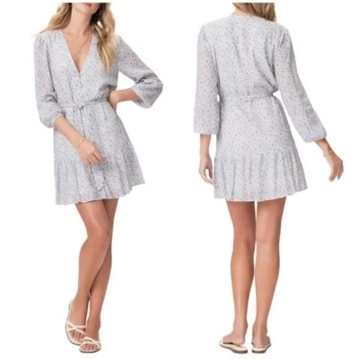 Nuevo Vestido PAIGE Marlyn Cuello en V Cinturón en Blanco y Azul Francés Talla 8 Foto 1 de 4