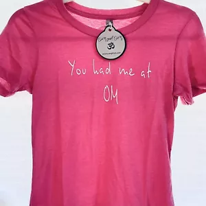 Pink OM Yoga T-Shirt Meditation Spiritual “You had me at OM” Womens Large Top - Picture 1 of 10