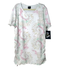 Girl's T-shirt Multicolored Art Class with Lettuce Frill Ribbed Ruched sides- XL - Picture 1 of 6