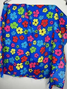 VTG THC Hawaiian Textiles Bright Floral Fabric 60s 70s Psychedelic 3 Yards Rare - Picture 1 of 3