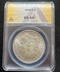 1898-O Morgan silver dollar ANACS MS64… 124 - Picture 1 of 3