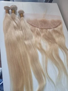 12A BRAZILIAN VIRGIN HUMAN HAIR BUNDLES 30+32+34&26INCHES 13X4 FRONTAL STRAIGHTS - Picture 1 of 6