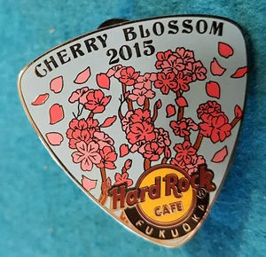 FUKUOKA JAPANESE CHERRY BLOSSOM TREE BLUE GUITAR PICK 2015 Hard Rock Cafe PIN LE - Picture 1 of 1
