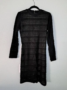 Neu mit Etikett Alice + Olivia schwarzes halbtransparentes Häkelkleid Größe 10 - Bild 1 von 16