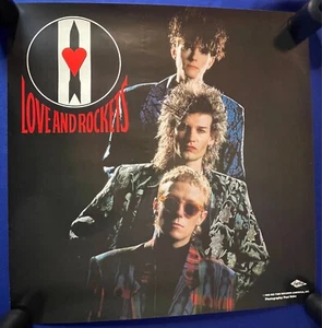 Póster promocional Love and Rockets (Bauhaus) 1988 vintage 22x22 pulgadas sin usar/sin precio de reserva como nuevo - Imagen 1 de 2