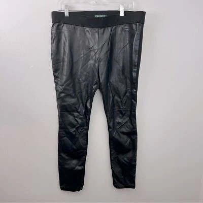 Pantalones de imitación de cuero Lauren Ralph Lauren para mujer talla 14 negros Foto 1 de 4