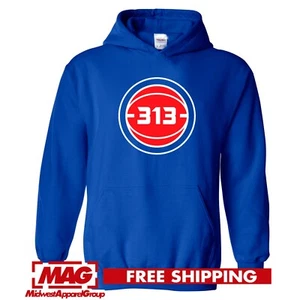 SUDADERA CON CAPUCHA DE BALONCESTO DETROIT 313 Pistones Parodia Con Capucha NBA BBall Motown - Imagen 1 de 3