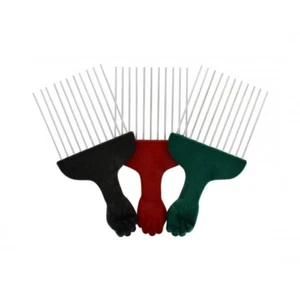 Juego de 3 agujas de peine de pelo afro de metal diente ancho puño negro NUEVO - Imagen 1 de 16