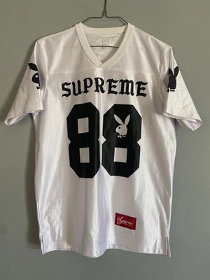 Camiseta deportiva de fútbol Supreme Playboy talla SS12 mediana blanca malla Foto 1 de 4