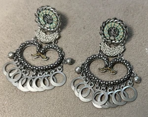 Ayala Bar Post Back Earrings Many Dangle Rings - Picture 1 of 5