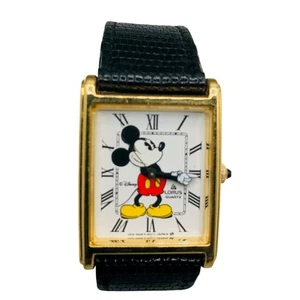 Vintage Disney Mickey Mouse Watch Mens Gold Tone V515-5150 New Battery - Picture 1 of 4