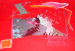VINTAGE 1986 Ocean Pacific Neo Surf OP Baja CA Beachwear T-Shirt Red Size Large - Bild 1 von 8