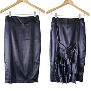 KITTEN D'AMOUR Black Silk Pencil Skirt SIZE 8 damour - Picture 1 of 6