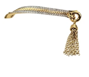 D'Orlan Modernist Strass Reißverschluss Stab Brosche mit Quaste Kette baumelnd, signiert - Bild 1 von 12