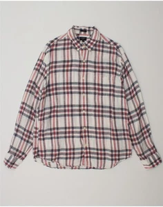 J. CREW Mens Slim Shirt Large Red Check Linen BU03 - Picture 1 of 3