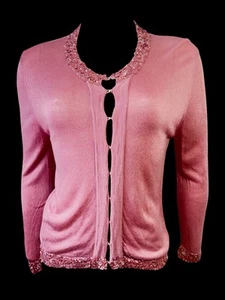 Alannah Hill Vintage Cashmere Blend In The Spotlight Cardi Size 14 Dusky Rose - Picture 1 of 9