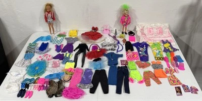 Barbie Doll Clothes Lot 80s 90s 2 Dolls 50+ Pieces Outfit Shoes Accessories - Image 1 of 4