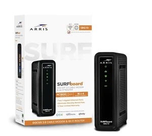 ARRIS SURFboard SBG10 DOCSIS 3.0 16 x 4 Gigabit Cable Modem/AC1600 Wi-Fi Router - Picture 1 of 7