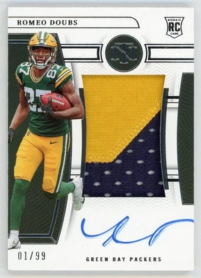ROMEO DOUBS 2023 NATIONAL TREASURES #194 2022 ROOKIE PATCH AUTO RC #1/99 PACKERS - Image 1 of 2