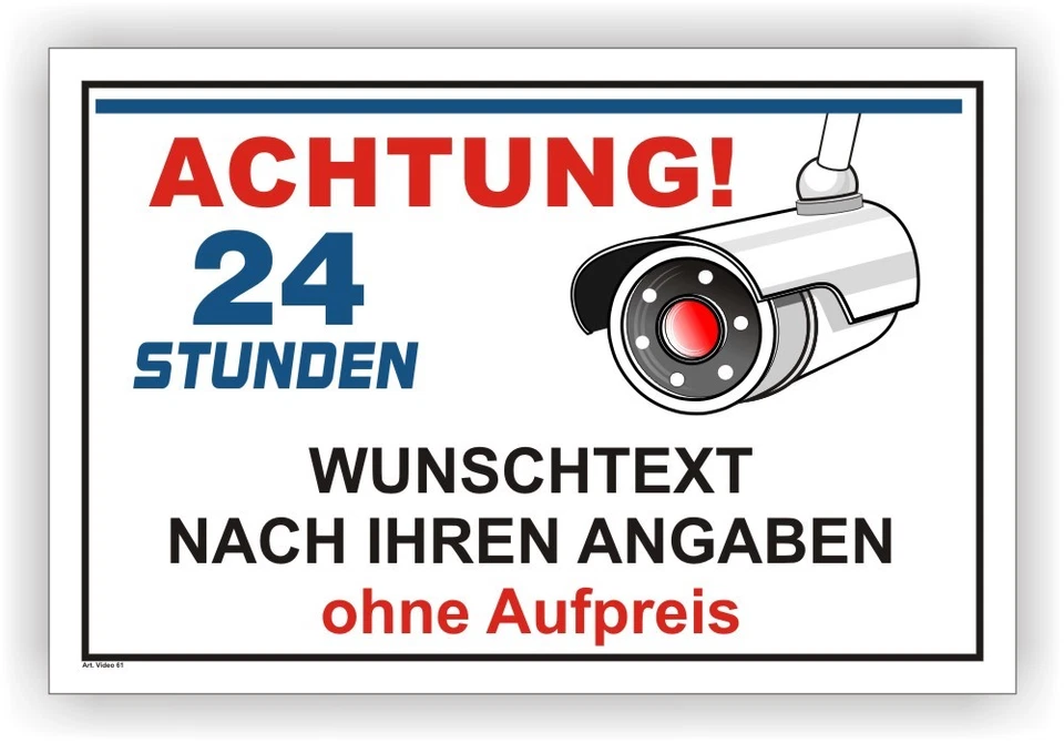 PRINTENGEL Schild,Individuell,videoüberwachung,videoüberwacht,video,Kamera,Warnschild, Vi78