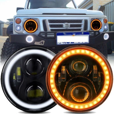Pair 7Inch LED Headlights DRL Turn Signal Halo for Suzuki Sierra SJ80 SJ80V LJ80 - image 1 of 4
