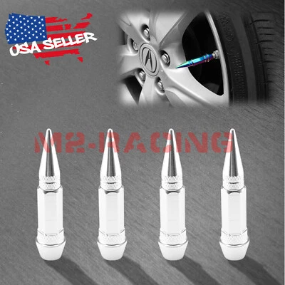Juego de 4 tapas de vástago de válvula de clavo largo plateado para neumáticos de rueda TVC28 Foto 1 de 4