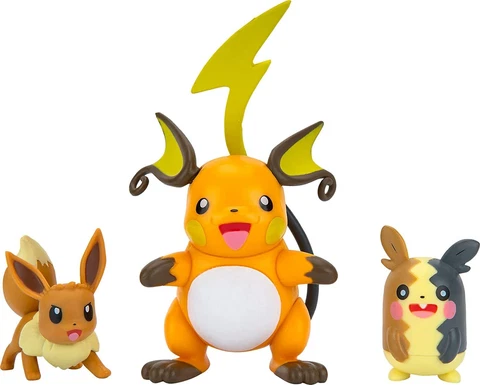 Pokemon Battle Figure Set Raichu  Morpeko Full Belly Mode & Eevee Cover