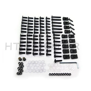 Kit completo de pernos de carenado para motocicleta deportiva negro clips sujetadores tornillos nuevo - Imagen 1 de 7