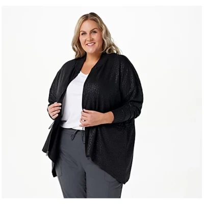 Zuda Z-Knit Foil- Chaqueta Bomber Estampada con Dobladillo Asimétrico, Negra, 1X Foto 1 de 2